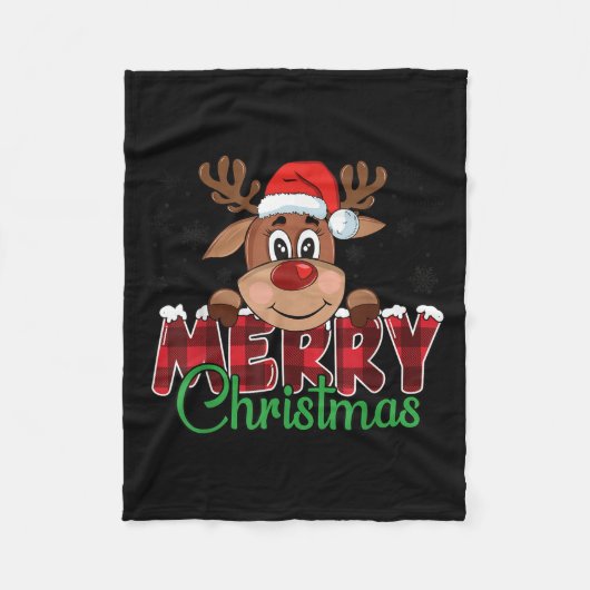 Merry Christmas Reindeer Men Women Family Matching Fleece Deken (Voorkant)