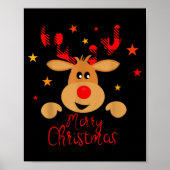 Merry Christmas Reindeer Men Women Kids Matching R Poster (Voorkant)