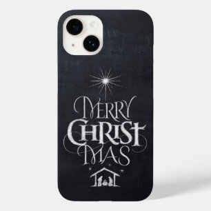 Merry CHRISTmas Religious Chalkboard Calligraphy C Case-Mate iPhone 14 Hoesje