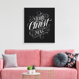 Merry CHRISTmas Religious Chalkboard Calligraphy Canvas Afdruk