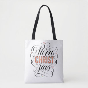 Merry CHRISTmas Religious Red Marquee Calligraphy Draagtas