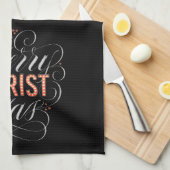 Merry CHRISTmas Religious Red Marquee Chalkboard Theedoek (Quarter Fold)