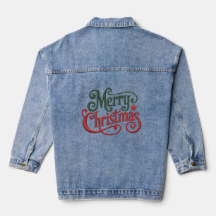 Merry Christmas Retro Borduurwerk Typografie Denim Jacket
