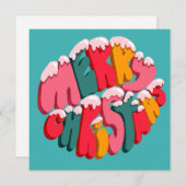 Merry Christmas Retro Bubble Letters Snow Cute (Voorkant / Achterkant)
