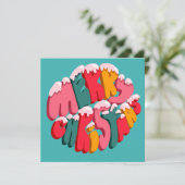 Merry Christmas Retro Bubble Letters Snow Cute (Staand voorkant)