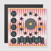 Merry Christmas Retro Magnet Card (Devant / Derrière)