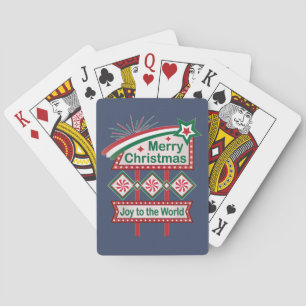 Merry Christmas Retro Marquee - Plezier voor de We Pokerkaarten