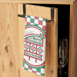 Merry Christmas Retro Marquee - Plezier voor de We Theedoek