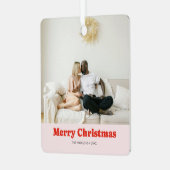 Merry Christmas Retro Playful Serif Photo Metalen Ornament (Voorkant links)