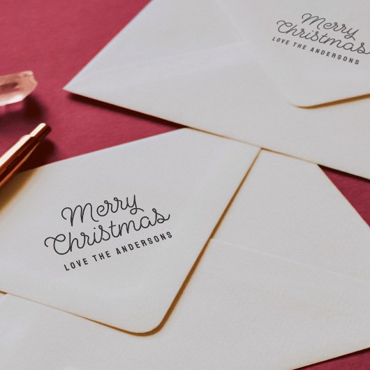 Merry Christmas Retro Script Typografie Rubberstempel