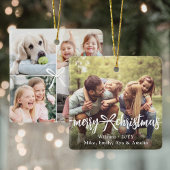 Merry Christmas Ribbon & Bow Modern Photo Collage Keramisch Ornament