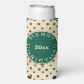 Merry Christmas Rood Groen Retro Stippen Patroon (Seltzer Voorkant)