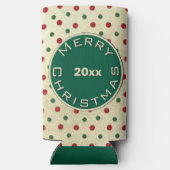 Merry Christmas Rood Groen Retro Stippen Patroon (Achterkant)