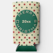Merry Christmas Rood Groen Retro Stippen Patroon (Voorkant)