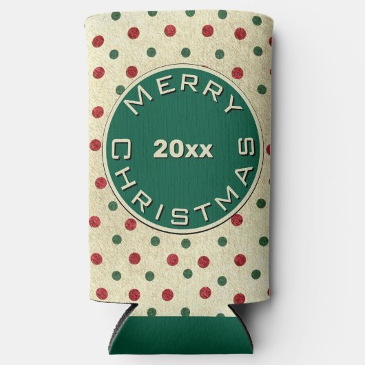 Merry Christmas Rood Groen Retro Stippen Patroon (Voorkant)