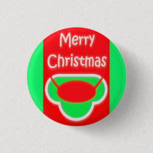 MERRY CHRISTMAS ROOD GROEN SMS'T RONDE BUTTON 3,2 CM