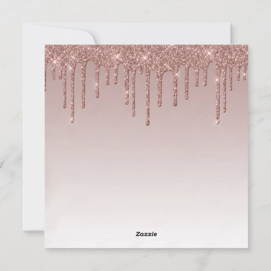 Merry Christmas Roos Gold Drip Glam Meisje Feestdagenkaart (Achterkant)