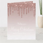 Merry Christmas Roos Gold Drip Glam Meisje Kaart (Voorkant)