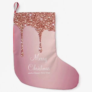 Merry Christmas Roos Gold Drip Glam Meisje Kleine Kerstsok