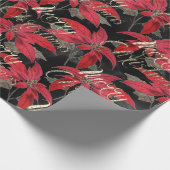 Merry Christmas Roos Goud Glitter Script Rood Zwar Cadeaupapier (Hoek)