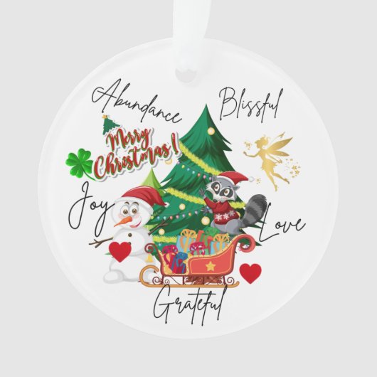 Merry Christmas Round Ornament | Love & Abundance (voorkant)