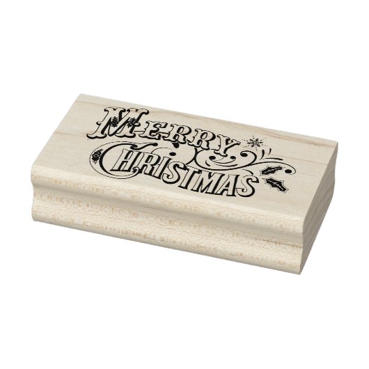  Merry Christmas Rubber Art Stamp Rubberstempel (Stempel)