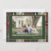 Merry Christmas Rustic Plaid Custom Photo Feestdagenkaart (Voorkant)