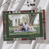Merry Christmas Rustic Plaid Custom Photo Feestdagenkaart