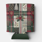 Merry Christmas Rustic Plaid Pattern Blikjeskoeler (Achterkant)