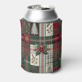 Merry Christmas Rustic Plaid Pattern Blikjeskoeler (Blikje Achterkant)