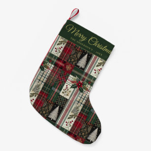 Merry Christmas Rustic Plaid Pattern Kleine Kerstsok