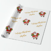 Merry Christmas Santa Aangepaste naam Gepersonalis Cadeaupapier (Uitgerold)