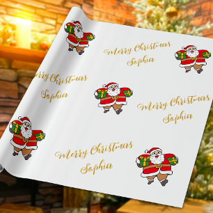 Merry Christmas Santa Aangepaste naam Gepersonalis Cadeaupapier