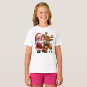 Merry Christmas Santa and Deer T-shirt (Devant entier)