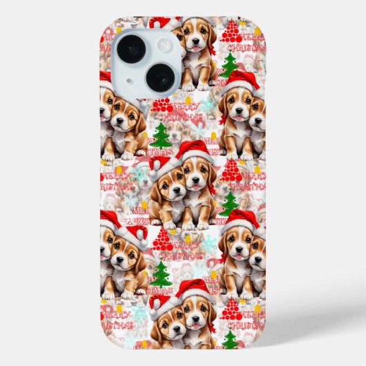 Merry Christmas Santa Hat Dog Puppy Design - White Case-Mate iPhone Case (Achterkant)
