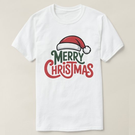 Merry Christmas Santa Hat Tee T-shirt (Design voorkant)