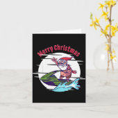 Merry Christmas Santa Jet Ski Watersrts Kaart (Gele Bloem)