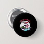 Merry Christmas Santa Jet Ski Watersrts Ronde Button 5,7 Cm (Voorkant /achterkant)