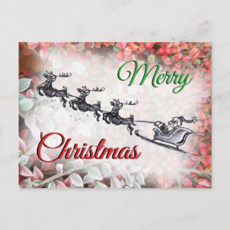 Merry Christmas Santa Red Green Postcard Feestdagenkaart
