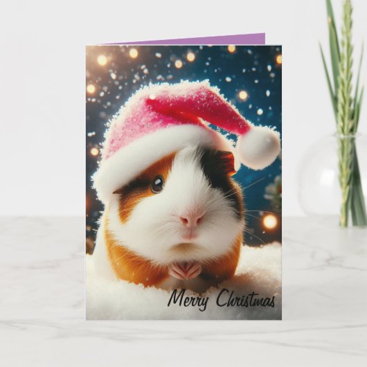 Merry Christmas Schattige Guinea Pig Kaart (Voorkant)