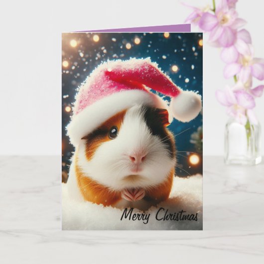 Merry Christmas Schattige Guinea Pig Kaart (Orchidee)