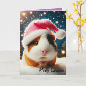 Merry Christmas Schattige Guinea Pig Kaart (Gele Bloem)