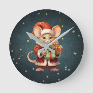 Merry Christmas Schattige Mouse Ronde Klok
