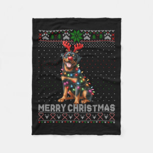 Merry Christmas Schattige Rottweiler Hondenliefheb Fleece Deken