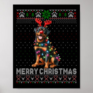 Merry Christmas Schattige Rottweiler Hondenliefheb Poster