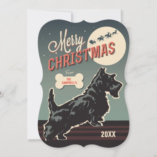 Merry Christmas Scottie Feestdagenkaart (Voorkant)