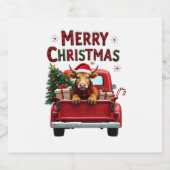 Merry Christmas Scottish Highland Cow Xmas Farm An Sparkling Wijnetiket (Enkel label)