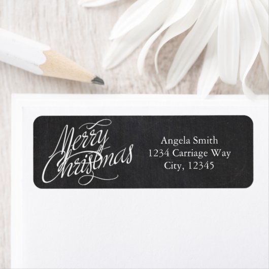 MERRY CHRISTMAS Script Chalkboard Étiquettes de ad (En situation)