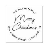 Merry Christmas Script Eenvoudig retouradres Zelfinktende Stempel (Design)