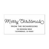 Merry Christmas Script Familienaam Retouradres Rubberstempel (Afrduk)